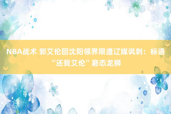 NBA战术 郭艾伦回沈阳领界限遭辽媒讽刺：标语“还我艾伦”窘态龙狮