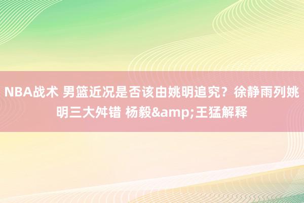 NBA战术 男篮近况是否该由姚明追究？徐静雨列姚明三大舛错 杨毅&王猛解释