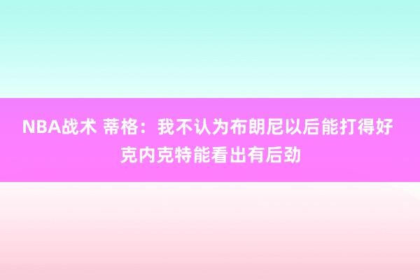 NBA战术 蒂格：我不认为布朗尼以后能打得好 克内克特能看出有后劲