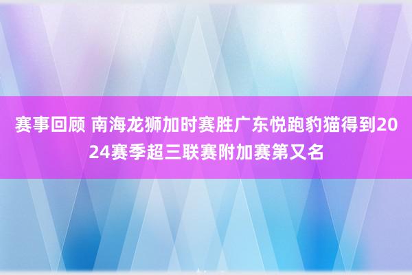 赛事回顾 南海龙狮加时赛胜广东悦跑豹猫得到2024赛季超三联赛附加赛第又名